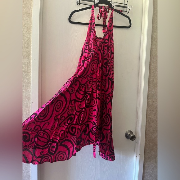 TikiTurtle Pink and Black Patterned Halter Dress - Picture 5 of 8